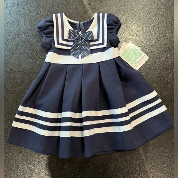 Vintage 90s Sailor Dress - Navy/White 2T - Picture 6 of 8